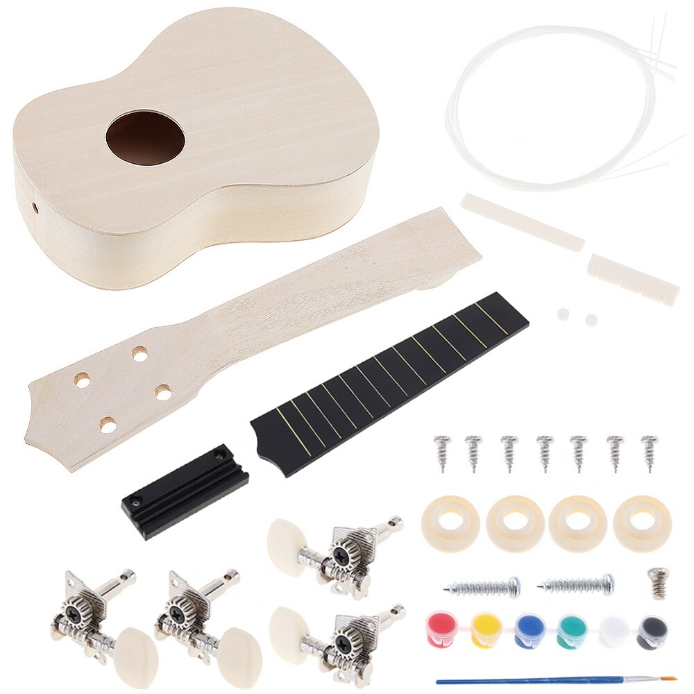 21 pouces tilleul ukulélé Kit de bricolage Soprano Hawaii guitare travail manuel peinture pour Parents-enfant campagne