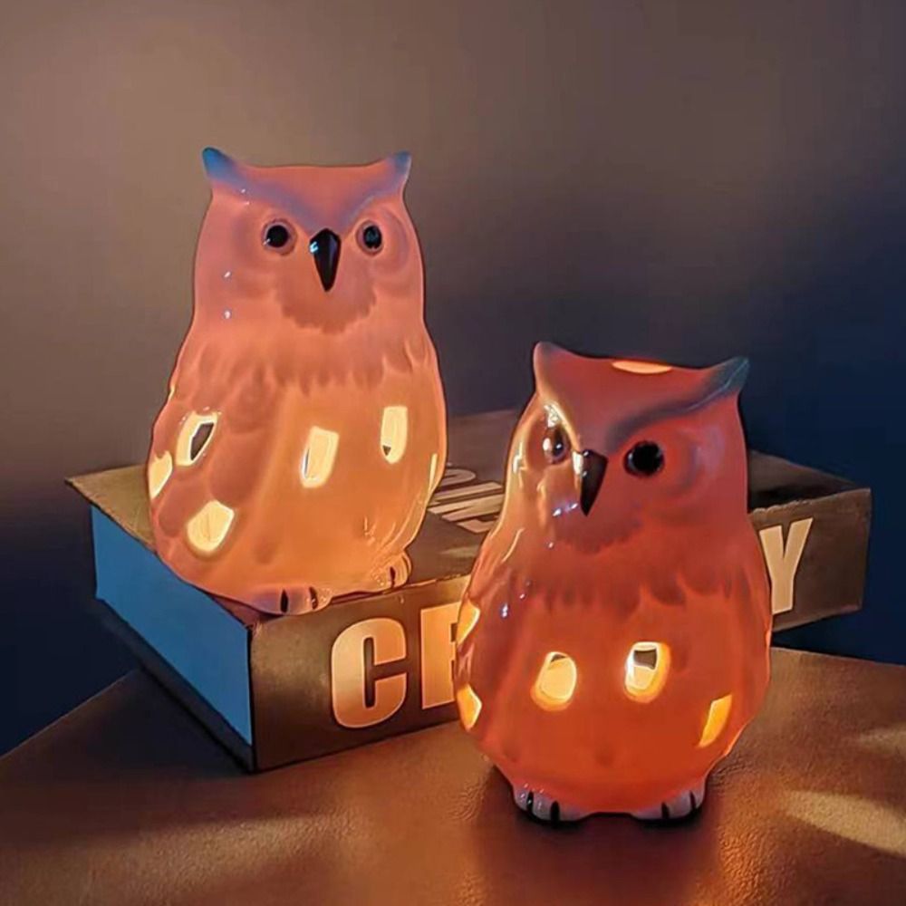 Artigianato Forno per aromi in ceramica Bruciatore di incenso carino creativo Simulato armadio con statua di gufo vivido