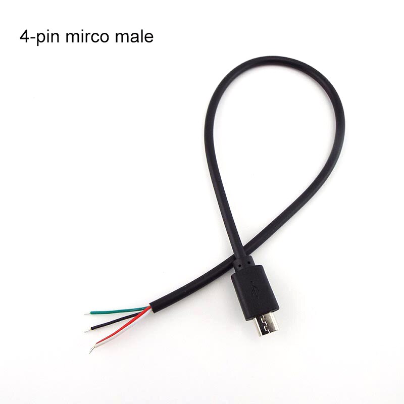 Connecteur Micro USB 2.0 Type C, 5 Types de fils, alimentation électrique, câble d&#39;extension, chargeur mâle vers femelle, ligne de données à 2 broches et 4 broches: MICRO male 4pin