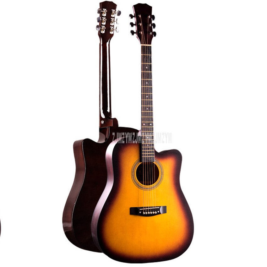 Guitare acoustique Folk en bois massif, 6 cordes, 41 pouces, avec sac, pour débutant, amateur d&#39;instruments de musique, , 1 pièce: sunset color