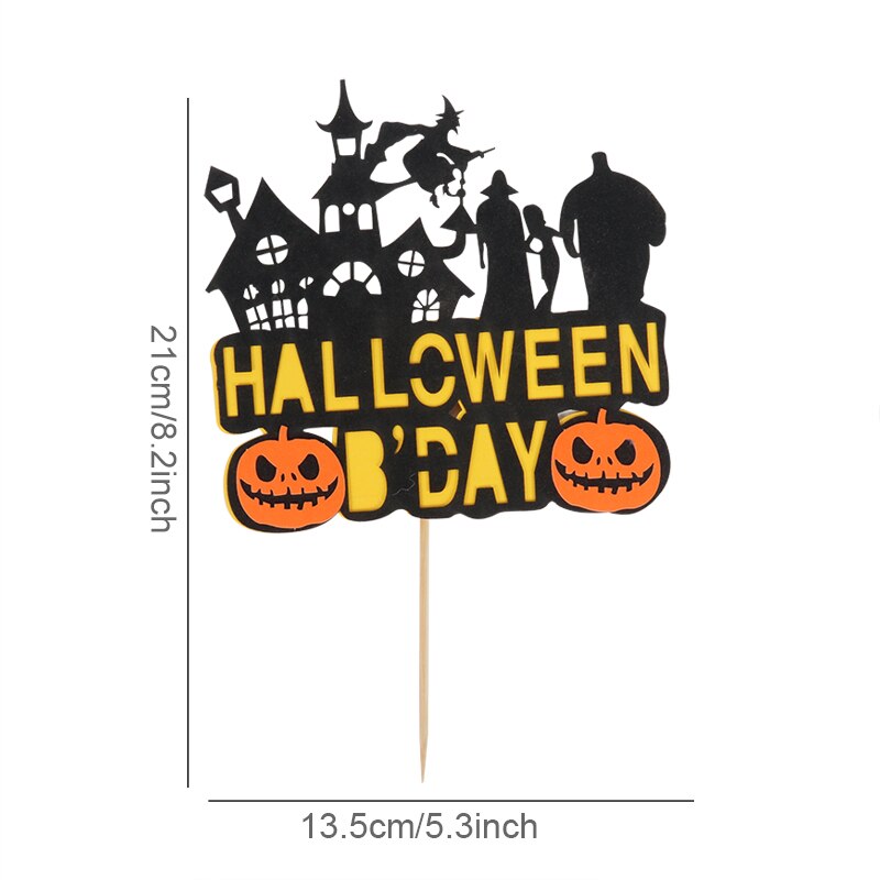 Joyeux anniversaire citrouille château Halloween thème gâteau Grimace Bat sorcière enfants enfants gâteau Topper Insertion fournitures décoration