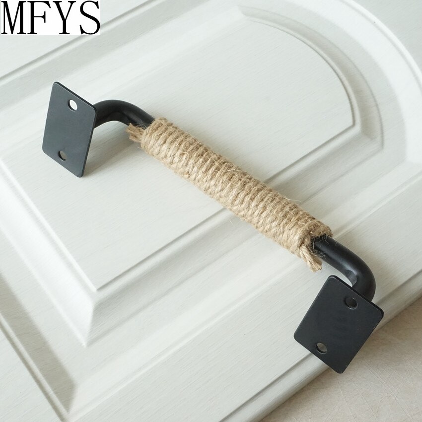 7.55'' 12.6'' Linen Thread Black Wooden Large Door Handles Unique Drawer Pulls Handles Rustic Kitchen Cabinet Handle Pull