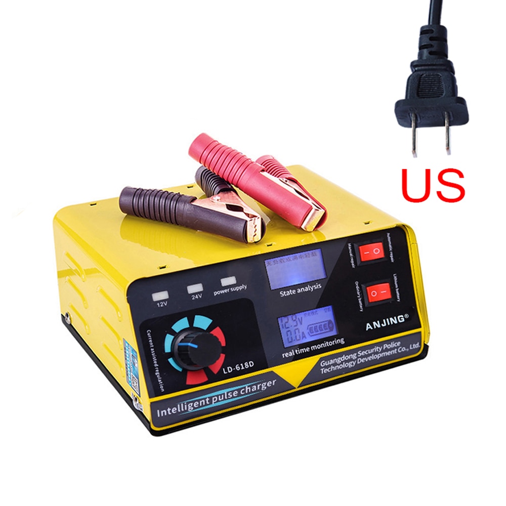 400AH Full Automatic Car Battery Charger Intelligent Pulse Repair universal lithium battery 12V/24V Truck Motorcycle Charger: US