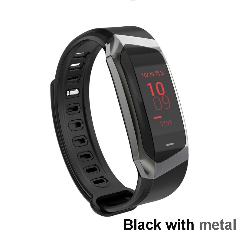 E18 smart band  ip67 vattentätt blodtryck syre pulsmätare sport fitness armband tracker smart klocka smart klocka: Svart pistolmetall