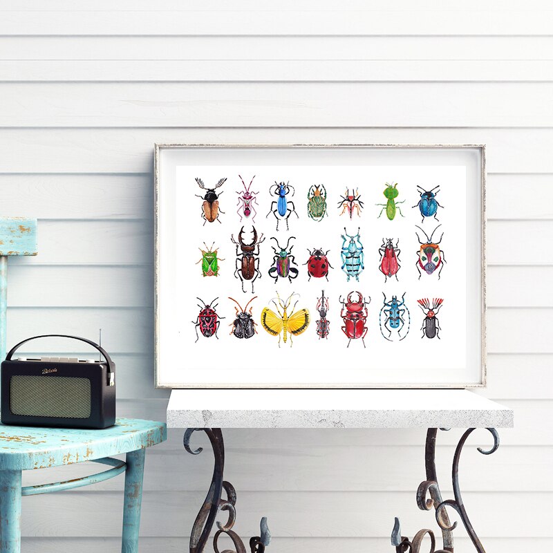 Kevers Collectie Illustratie Prints Natuur Wall Art Poster Thuis Room Decor Insect Art Retro Poster Kraftpapier
