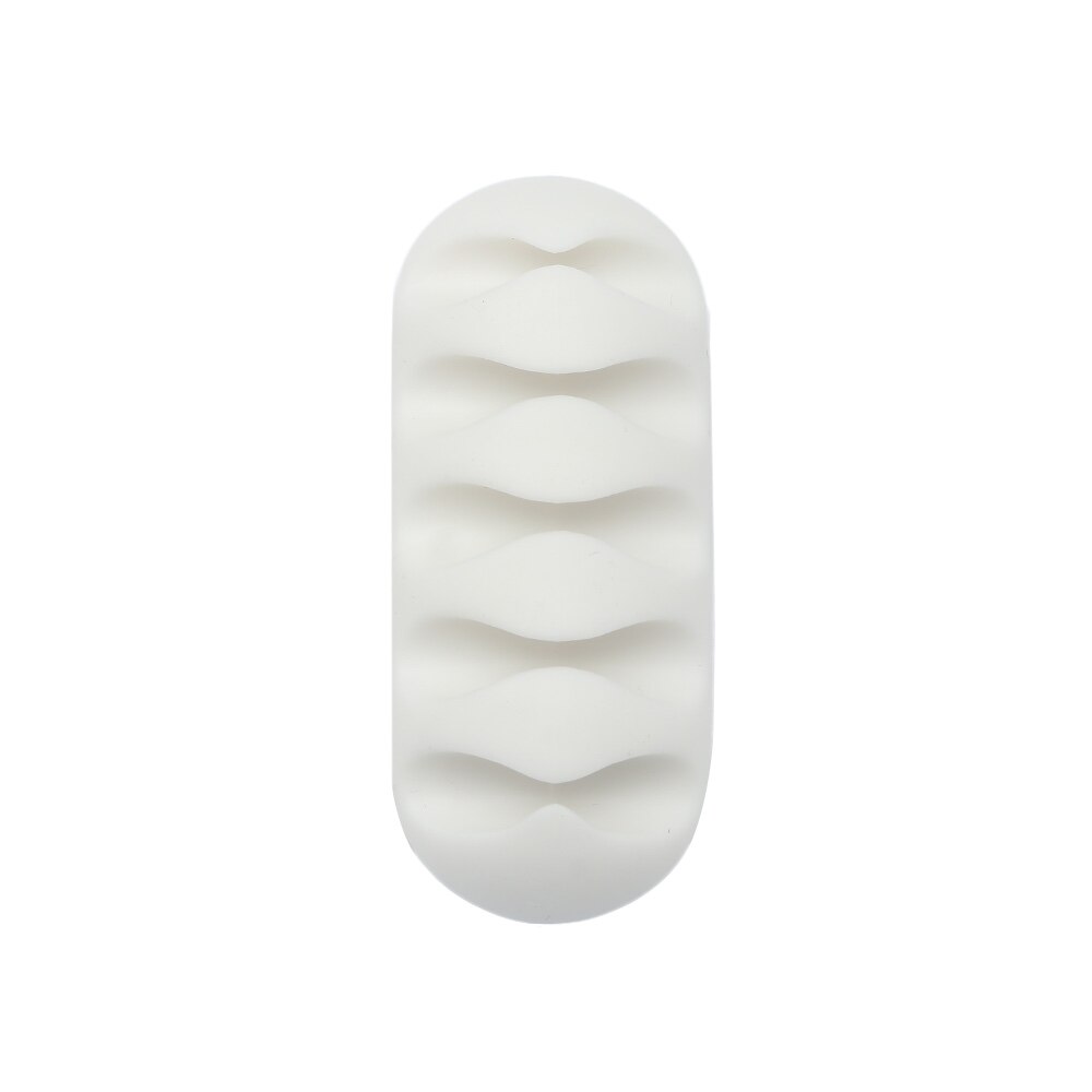 5 åbninger opruller kabelholder klip gummi desktop telefon øretelefon kabel opruller oplader organisator kabel holder øretelefon fikseringsklemmer: Hvid