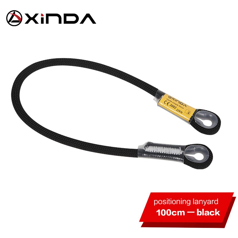 Xinda Rock Climbing 10.5mm Dynamic Lanyard Protective Eye-to-eye Sling Mountaineering Equipment: Black-100cm