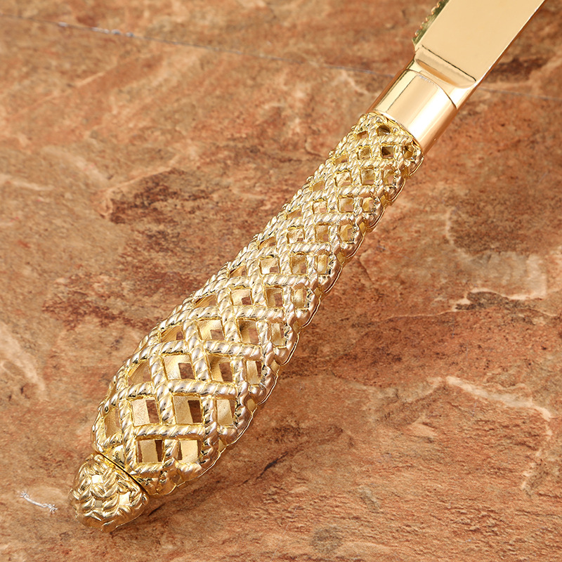 Konco Kuchenmesser- und Serverset, 2-teiliges goldenes Kuchenschneideutensilien, gravierter Kuchenschneider und Serverspatel für sterben Hochzeitsfeier