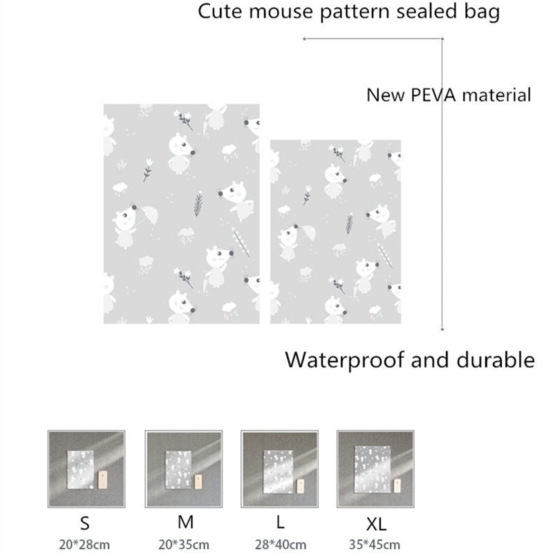 Translucent Scrub Storage Bag Cartoon Printing Sorting Clothes Underwear Organizer Travel Portable Toiletries Makeup Storage Bag