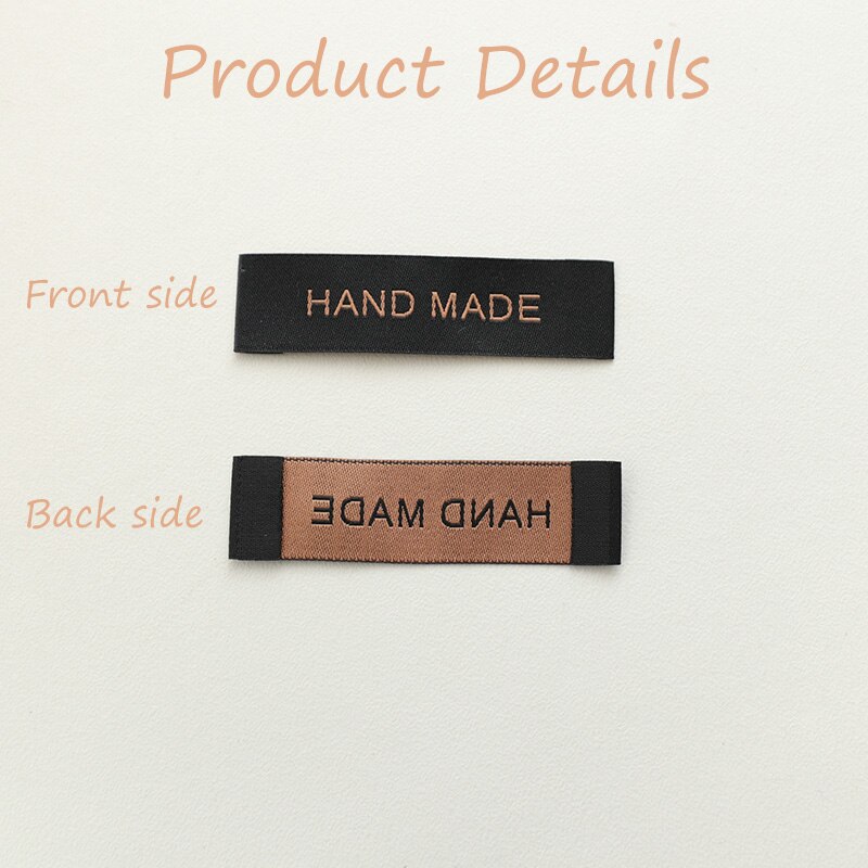 100pz Etichette Etichette di Abbigliamento in Rilievo Fatti A Mano di Stoffa FAI DA TE Etichetta Bandiera etichetta per Abbigliamento Accessori di Cucito Nero Bianco 1.4x5.5cm
