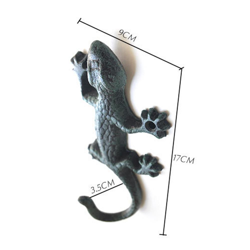 Gancho de parede de ferro fundido vintage gecko em forma de pano gancho armário botões de parede antigo decorativo jardim gancho decoração de parede