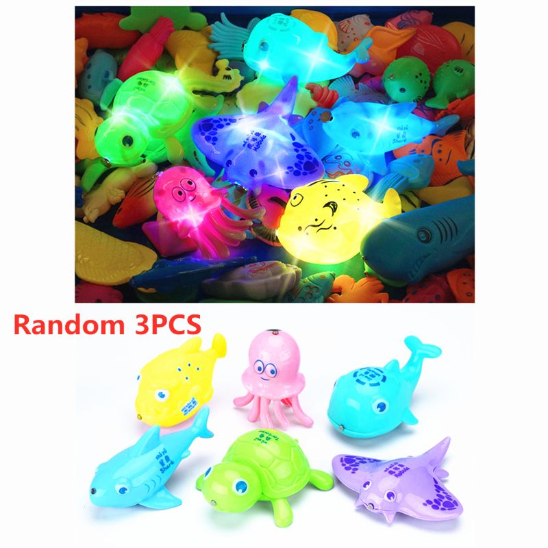 NIEUW! Verrassing Schat Vissen Speelgoed Set, Inductie Licht Up Magnetische Vissen Speelgoed, Jongens Meisjes Bad Speelgoed Party Game CORB: B Random 3 Pcs