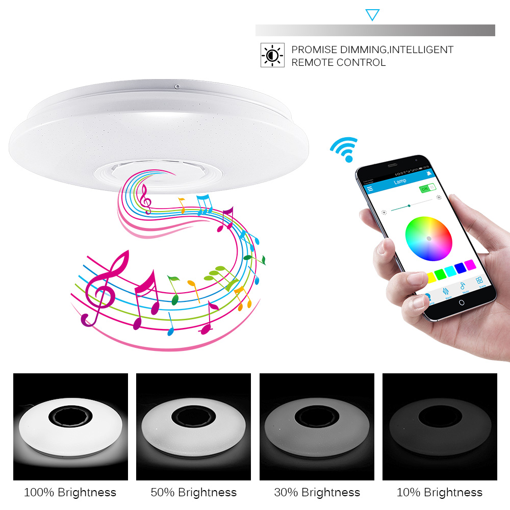 RGB Dimmable musique plafonnier télécommande et APP contrôle 36/60W plafonniers haute luminosité maison Bluetooth haut-parleur luminaire