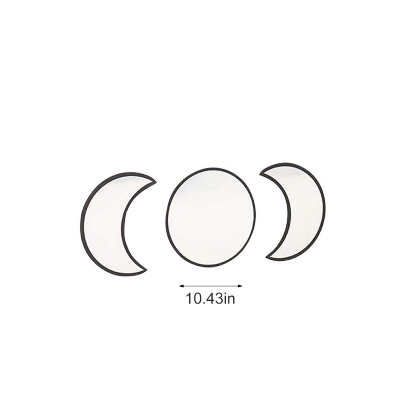 5pz / 3pz Stile Nordico di Legno Specchio Decorativo Luna fase Autoadesivi Della Parete Dello Specchio telecamera Da Letto Acrilico Specchio Decorativo FAI DA TE specchi: 3pezzi nero