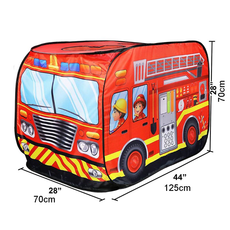 Tente de jeu pliable camion de pompier/Police Polyester tissu voiture modèle Playhouse extérieur pour les tout-petits facile à plier pop-up ouvert