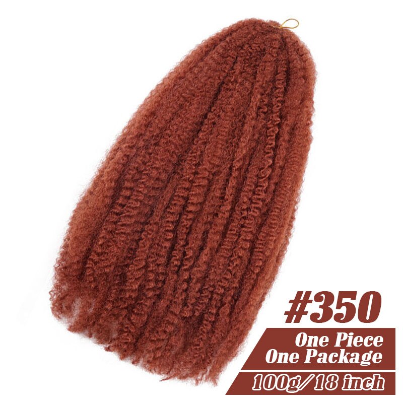 18 Inch Marley Braids Twist Crochet Braiding Hair Burgundy Synthetic Afro Kinky Curly Marley Braids Hair Extensions: 350