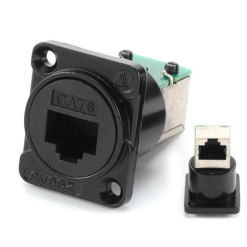 D-typ modul 8 p 8c rj45 kontakt hane hona uttag industrikamera nätverkskommunikation 4 stift  rj11 kat 6a med dammskydd: Orange