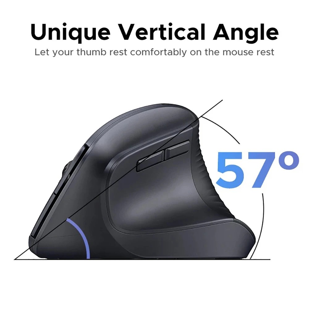 Bluetooth 5.1 Vertical Mouse Dual Mode 2.4G Wireless Mouse 600mAh Rechargeable Mice Silent Mouse 2400 DPI for Laptop Desktop