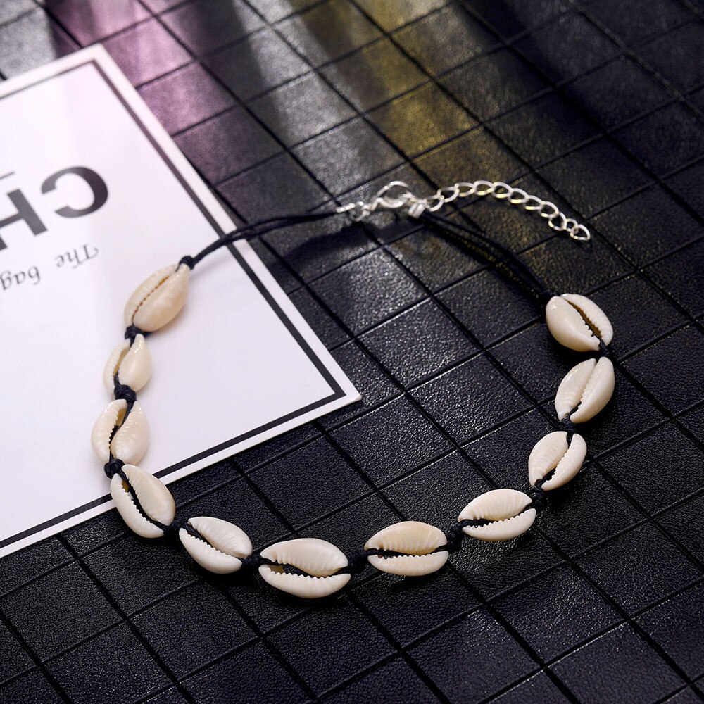 Colar boêmio feminino, colar colares boho de concha natural