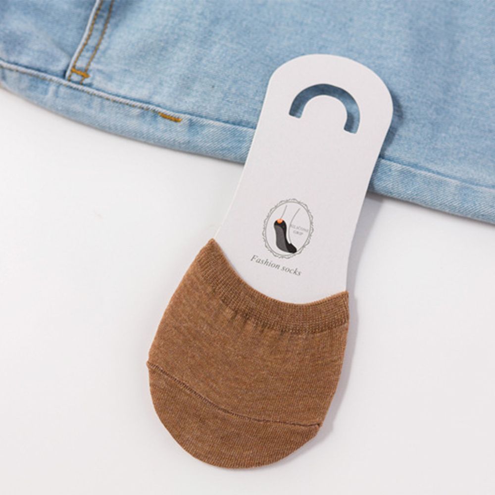 Woman Summer Forefoot Socks Thin Cotton Sweat Socks Non-slip Slippers High Heels Invisible Breathable Half Foot Socks: brown
