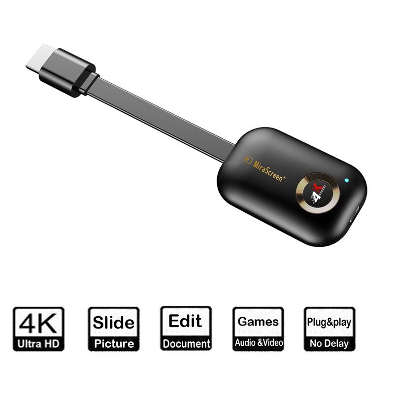 Tv stick miracast g9 plus 4k 2.4g/5g sem fio, airplay, hdmi, compatível com ios e android