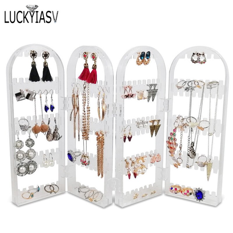 Black 120/180/240/300/360 holes Plastic Earrings Studs Display Rack Folding Screen Earring Jewelry Display Holder Storage Box: 4C-240 holes