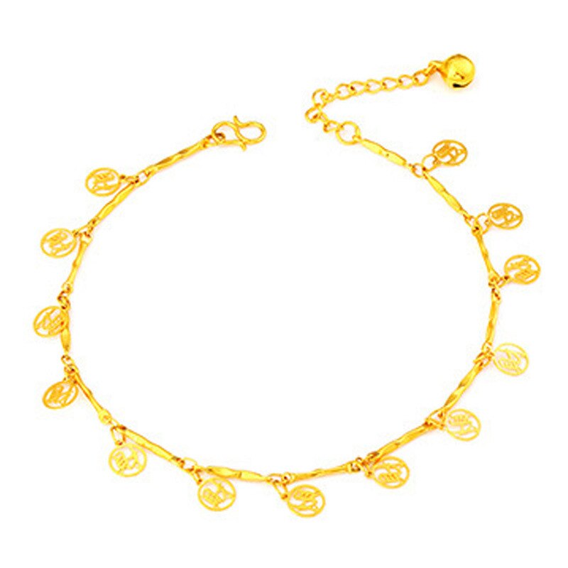 Clover 24K Gold Anklets for Women Adjustable Anklet Bracelet on Leg Foot Beach Body Chain Accessories Jewelry