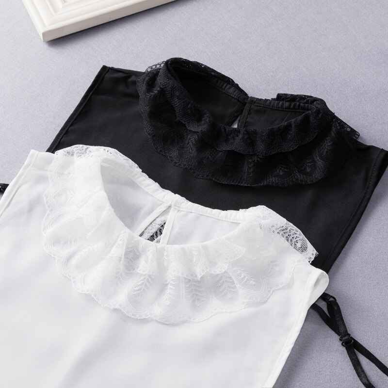 Damski biały odpinany robić koszuli kołnierzyk koronkowy klapa z imitacją kołnierzyka bluzka fałszywy kołnierz bluzka z klapą szczyt kobiecy sweter akcesoria