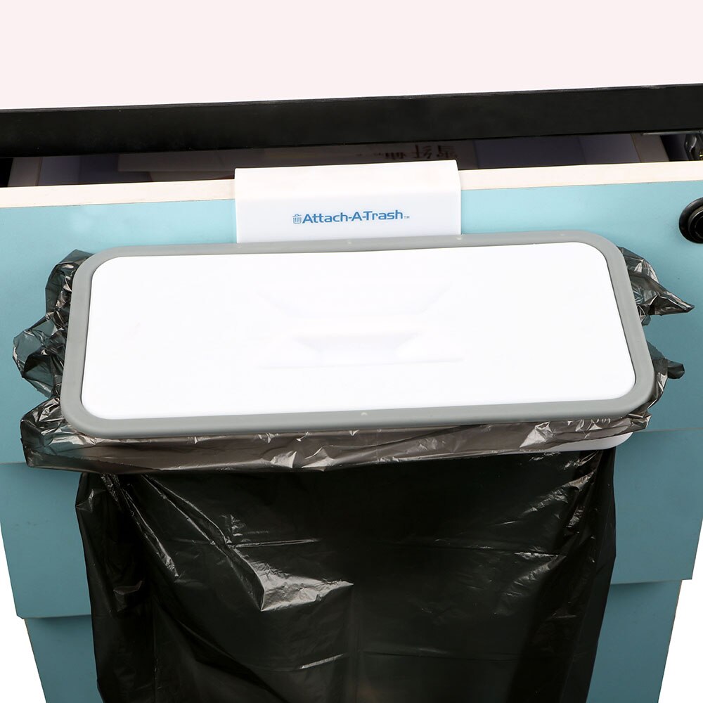 Cupboard Door Back Hanging Storage Racks Kitchen Accessories Garbage Bag Holder Trash Rack with Lid Kitchen Garbage Bag Holder