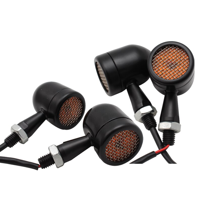 Indicador de señal de giro LED para motocicleta, luz trasera de freno, intermitente Universal de 10mm para Harley Sportster XL1200 883 Softail: 4pcs Black