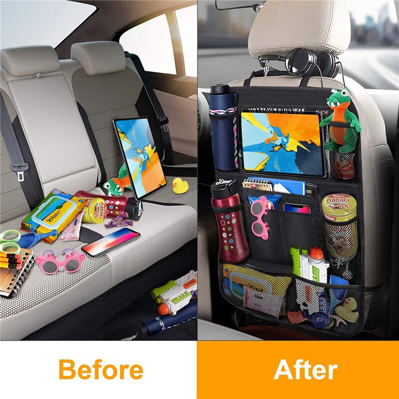 2 stk bilsæde ryg arrangør bil opbevaring hængende organisator taske anti slip mat protector cover tablet stativ holder til børn