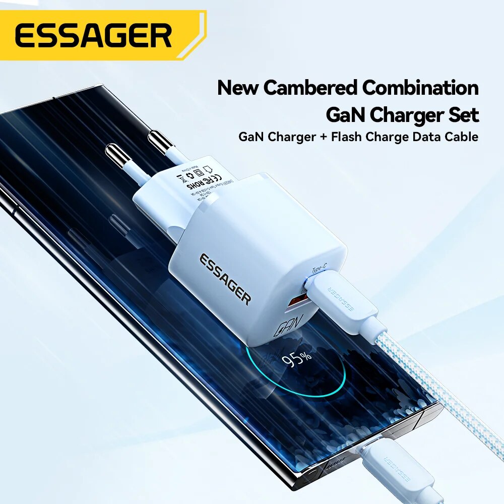 Essager 20W GaN USB tipo C cargador PD carga rápida teléfono QC 3,0 cargadores rápidos para iPhone 14 13 12 11 Pro Max Mini iPad carga