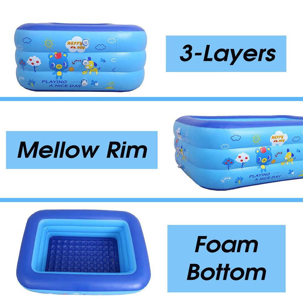 120/130/150cm 3 couches gonflables enfants nager baignoire jeu d'eau jardin piscine Interactive