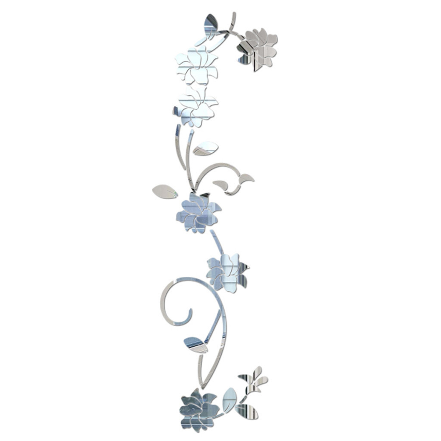 3D Flower Shape Acrylic Wall Sticker DIY Modern Stickers Decoration For Living Room Home: Silver