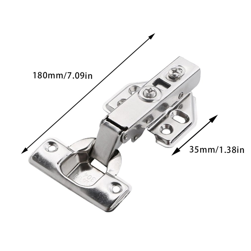 2pcs 304 Stainless Steel 2.0 Fixed Straight Arm Hydraulic Hinge Buffer Damping Cabinet Door Detachable Aircraft Hinge