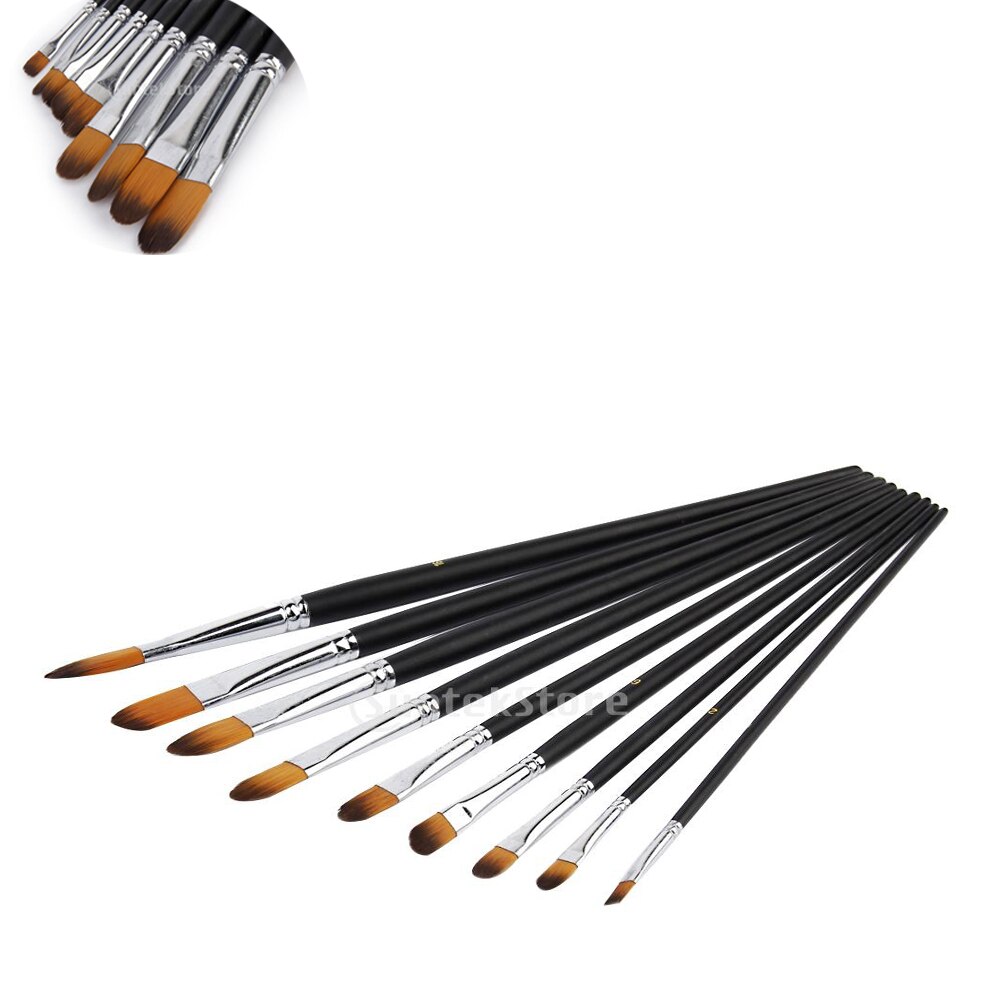 9 nylonpinsel, acryl-, öl- und aquarellmalerei, künstler-malsets für erwachsene, jugendliche 9-12 kinder