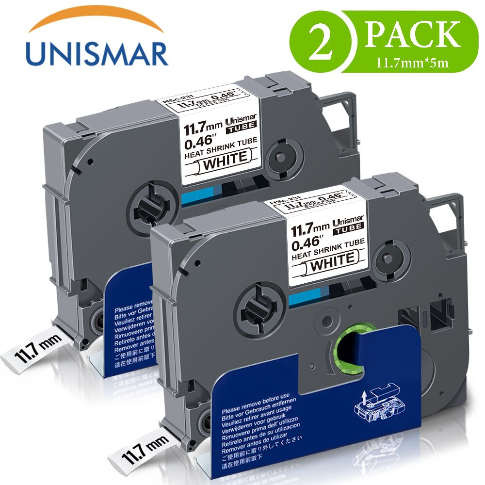 Unismar 11.7 millimetri Compatibile Etichettatura di Nastro di Ricambio per Brother HSe-231 Cassette di Calore Del Tubo Termoretraibile PT-H300 PTE300 PTE500 PTE550W