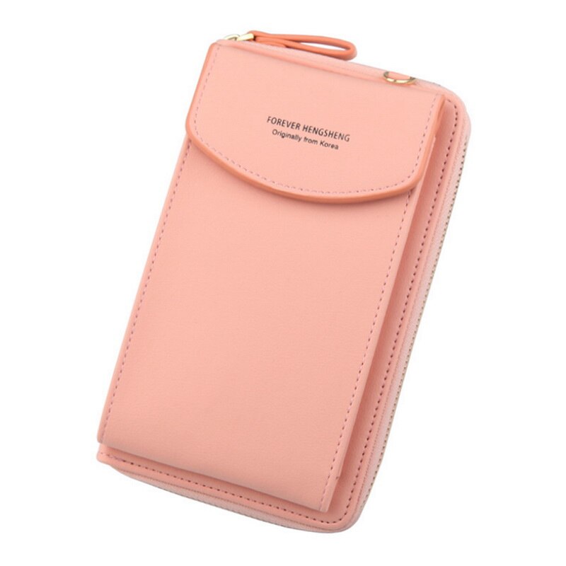 Women Wallet Brand Cell Phone Wallet Big Card Holders Wallet Handbag Purse Clutch Messenger Shoulder Straps Bag: Pink