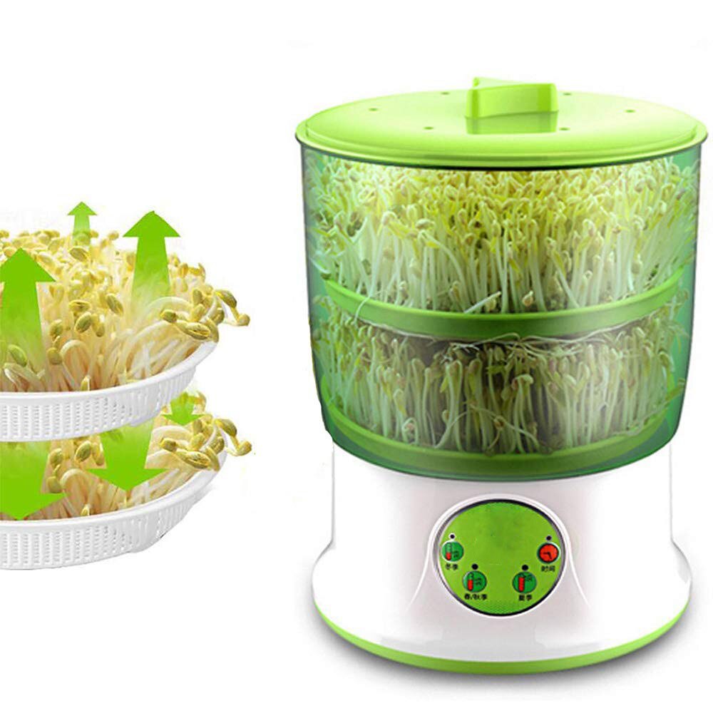 110V 60HZ Bean Sprouts Maker 2 Layer Home DIY Automatic Electric Germinator Seed Vegetable Seedling Growth Bucket