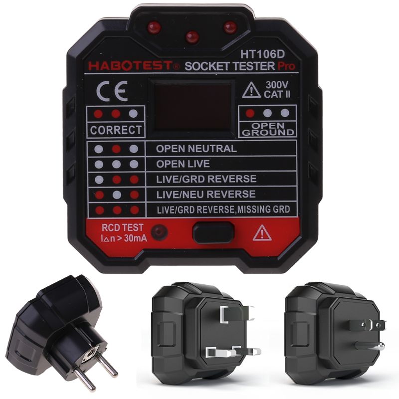 HT106 Digital Display Plug in Socket Voltage Outlet Tester Electric Fault Checker Advanced Circuit Line Wall Plug Finder