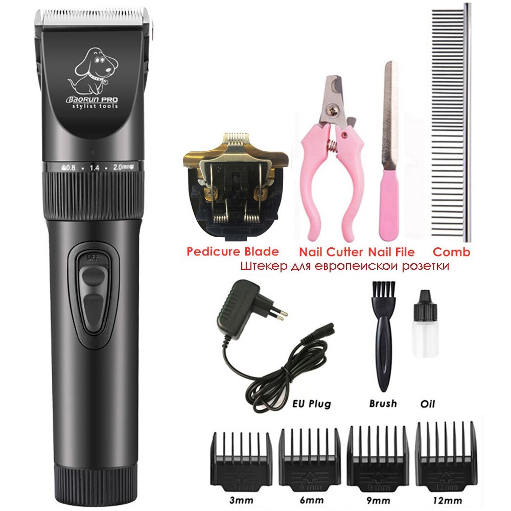 BaoRun Professinal Electric Pet Clipper Dog Hair Clippers Grooming Machine For Dogs Cat Cordless Trimmer Shaver Pets Haircut Kit: Add K Tool Set