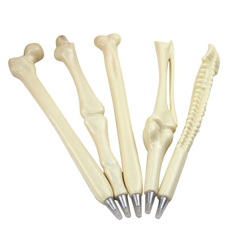 5 stks/partij Balpen Bone Vorm 0.7mm Schrijven Balpennen Blauwe Inkt Refill pen School Kantoorbenodigdheden levert