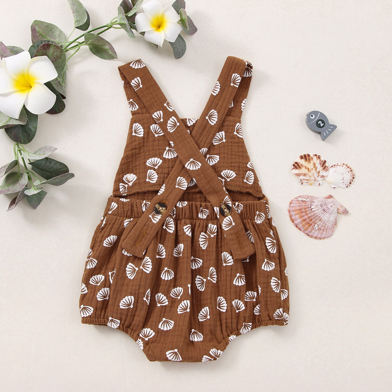2022 0-18m verão bebê macacão bonito escudo impressão sem mangas sem costas ajustável cinta infantil menino menina playsuit algodão linho topo