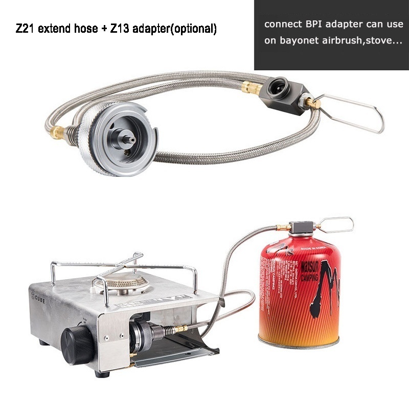 Outdoor Camping Gas Stove and Gas Canister Extent Hose Connector with Valve And Adapter