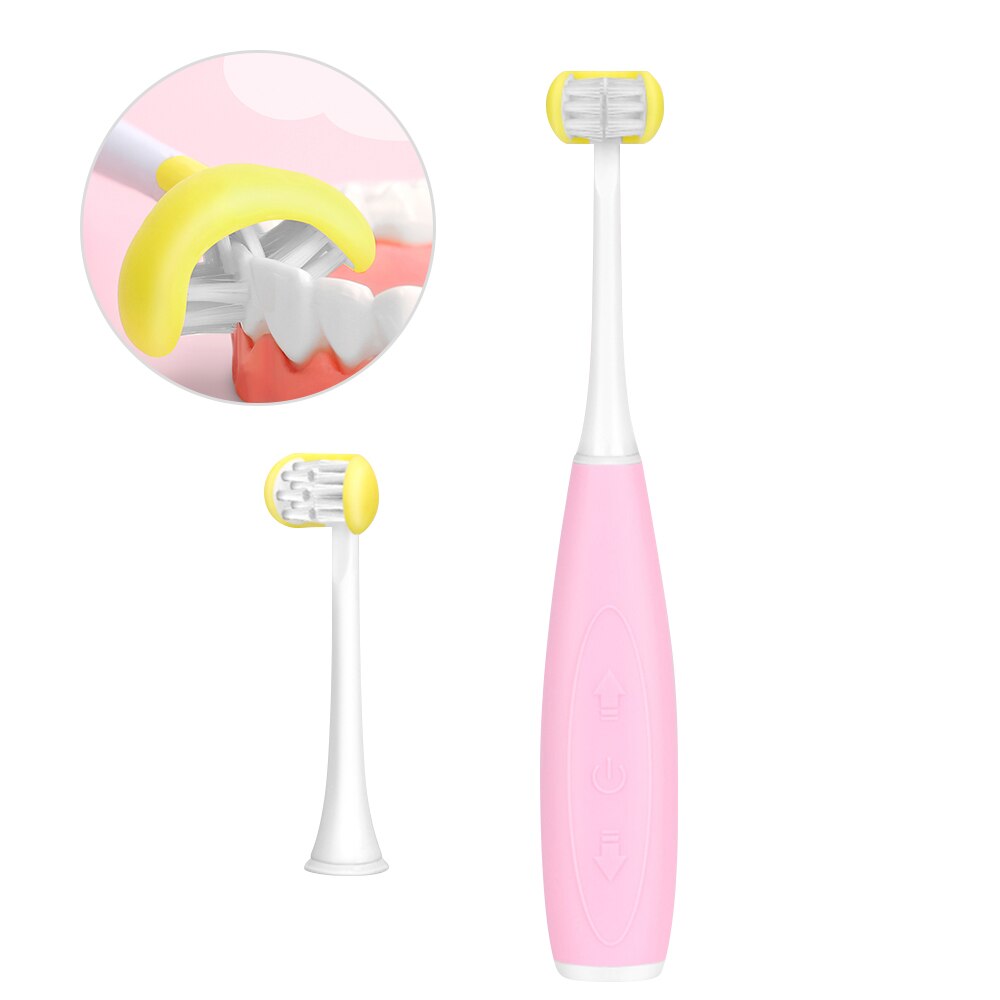 Brosse à dents électrique pour enfants, avec 3 Modes de brossage 3D doux, minuterie de 2 Min, Triple poils, avec tête de brosse pour enfants