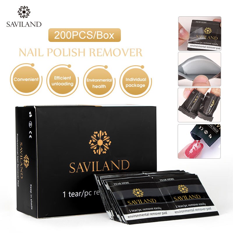 Saviland 200Pcs Nagellak Remover Wraps Gel Nagellak Eiken Off Remover Manicure Art Cleaner Nagels Remover Gereedschap