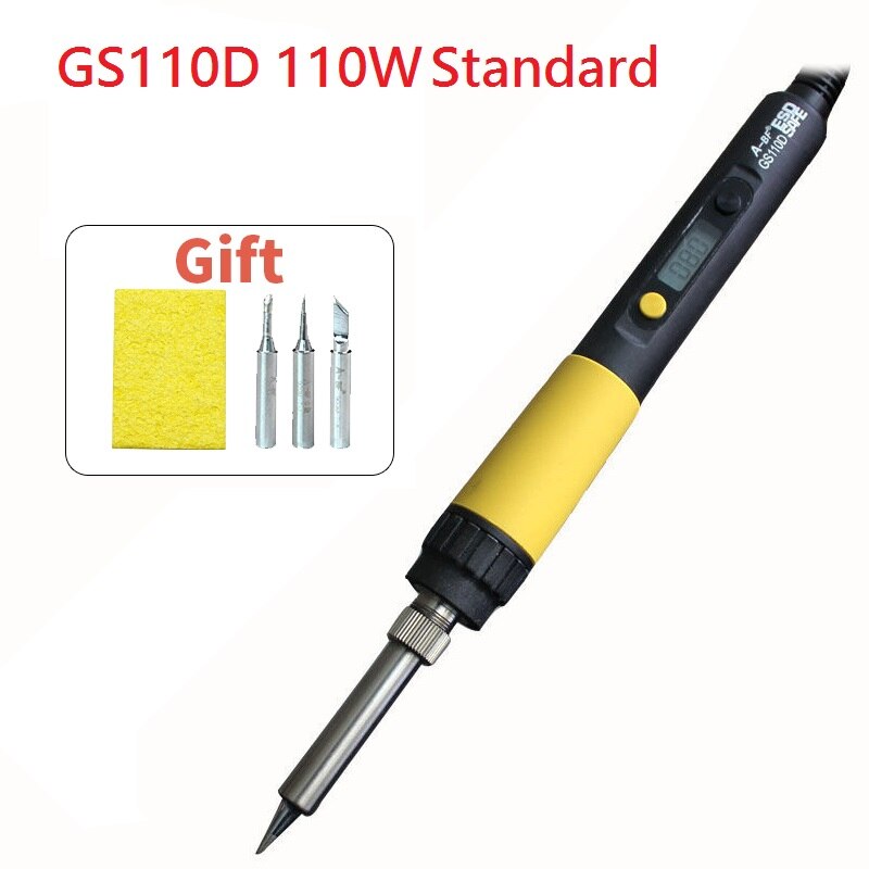110W 836D 60W LCD Display Soldering Iron A-BF GS110D Temperature Adjustable Soldering Iron station with 3 tips cleaning sponge: GS110D Standard