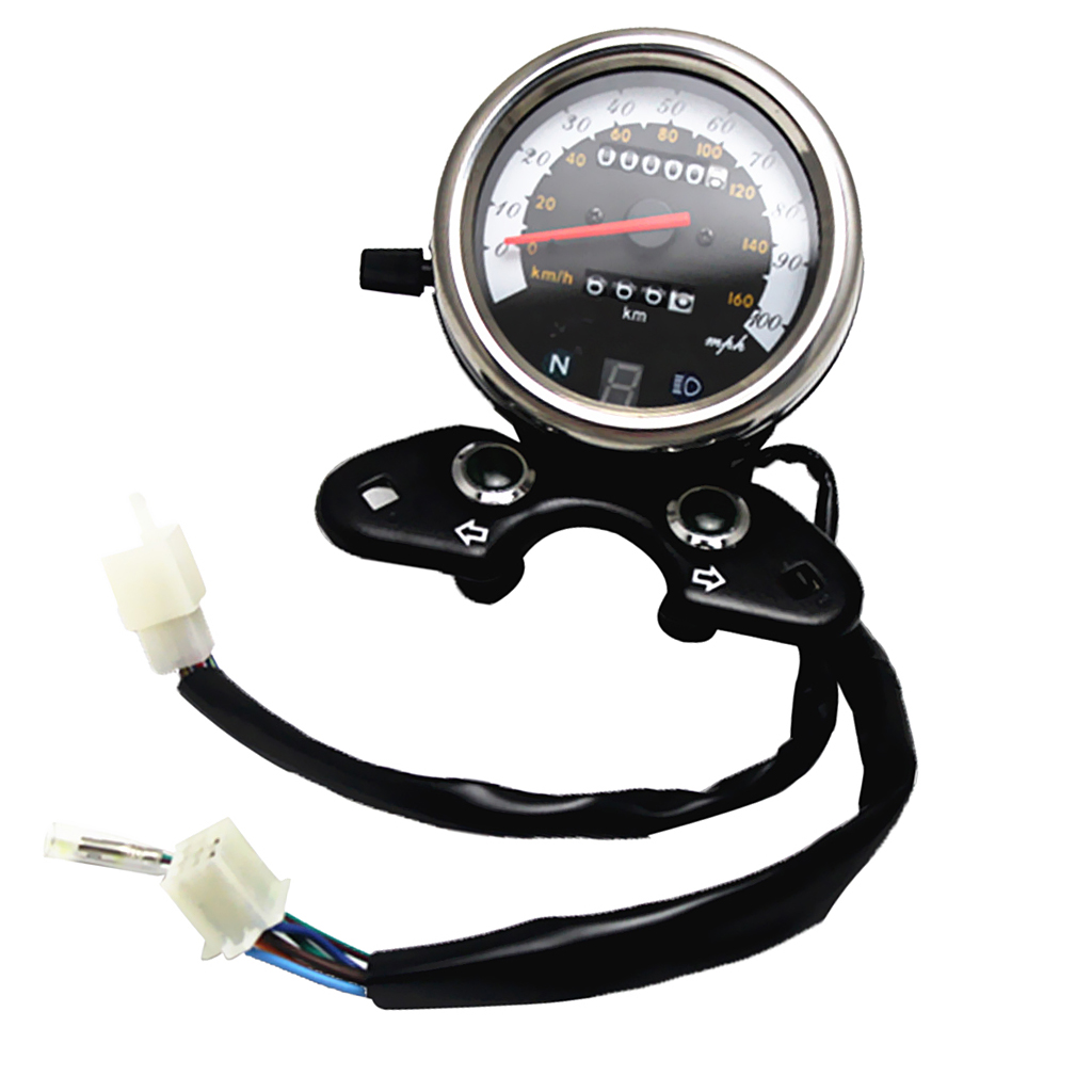 Universal Motorcycle Dual Kilometerstand Speedo Meter Gear Digitale Display Zwart