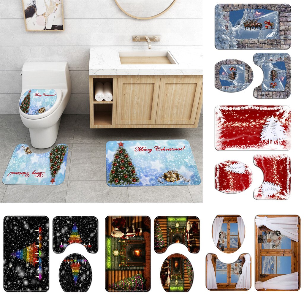 Kerst Badmat Wc Toilet Seat Cover Wc Mat Toilette Tapa Inodoro Decoratie Kerst Badkamer Commode Wc Kom