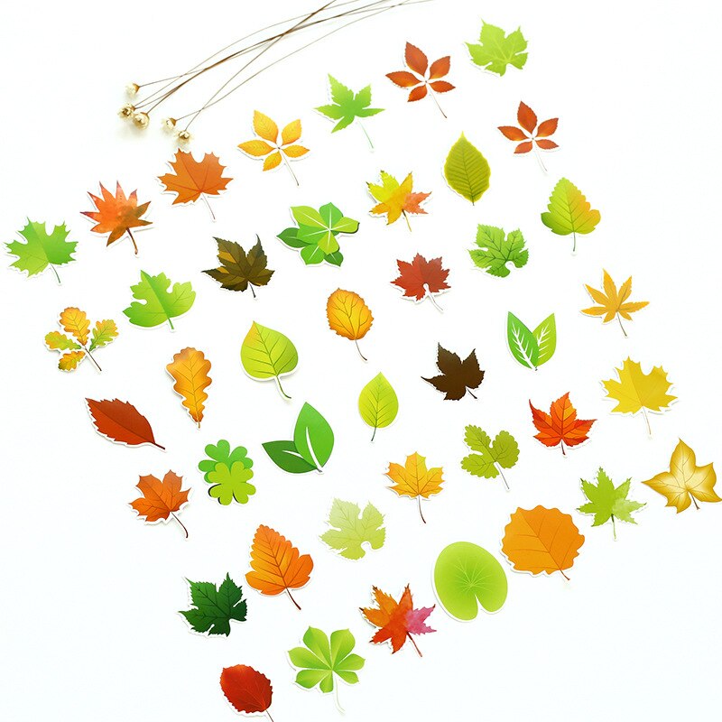 46 pcs/pack The Leaves of Autumn Label Stickers Set Decorative Stationery Stickers Maple leaf decoration stickers